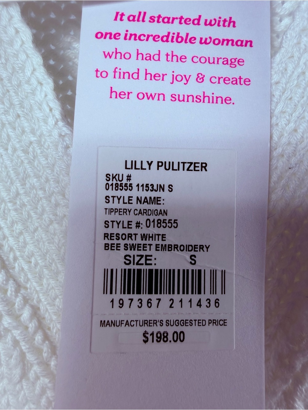 NWT Lilly Pulitzer Tippery Cardigan in Resort White Bee Sweet Embroidery Small - Picture 5 of 10